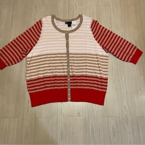 NWT Lane Bryant Sweater Buttons Cardigan Striped Plus Size 26/28 100% Cotton